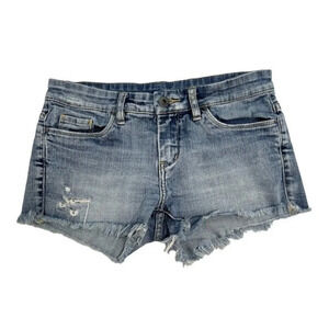 BlankNYC Light Wash Distressed Denim Cutoff Jean Shorts Cheeky Beach Size 26